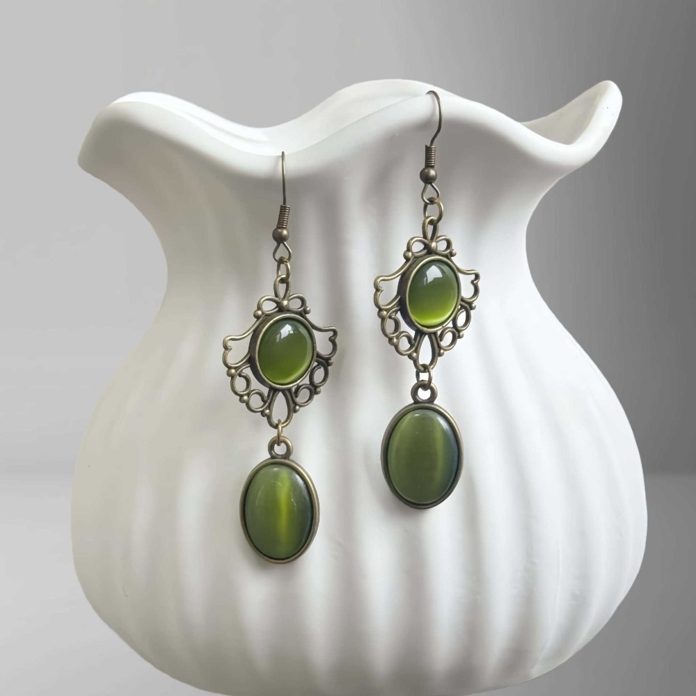 Women'S Fashion Victorian Era - Brincos Pendentes de Renda Vazada Verde