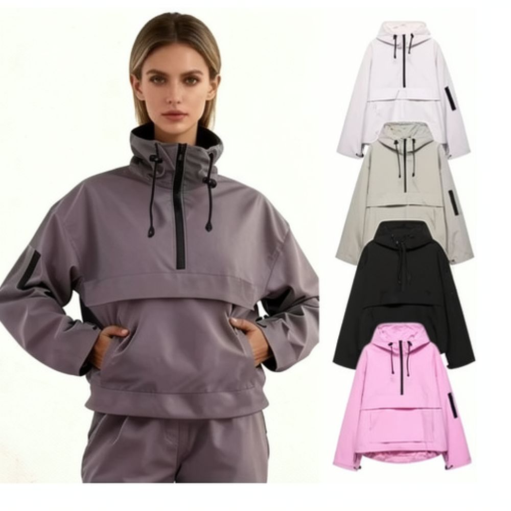 Women'S Fashion Utility Jacket - Jaqueta Utilitária Impermeável Feminina com Capuz,