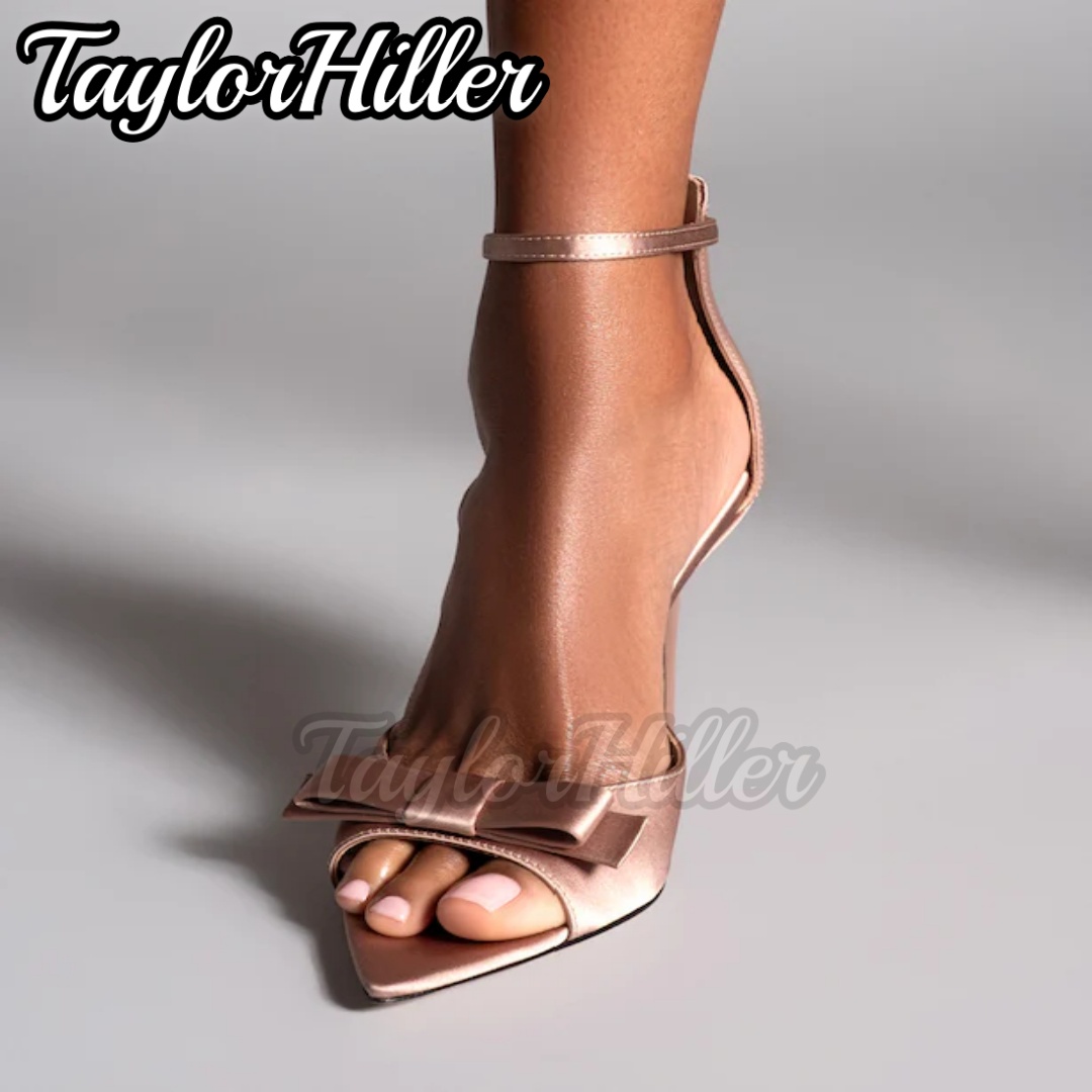 Women'S Fashion Spring Summer 2026 - Suave rosa borboleta-nó salto alto cetim