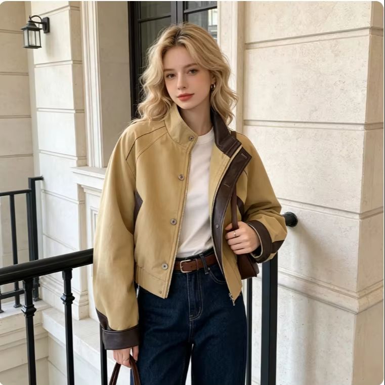 Women'S Fashion Utility Jacket - Jaqueta utilitária feminina com gola alta