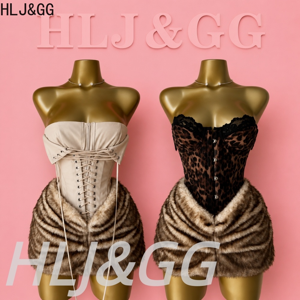 Corset Top Boned - HLJ&GG Conjunto de duas peças com
