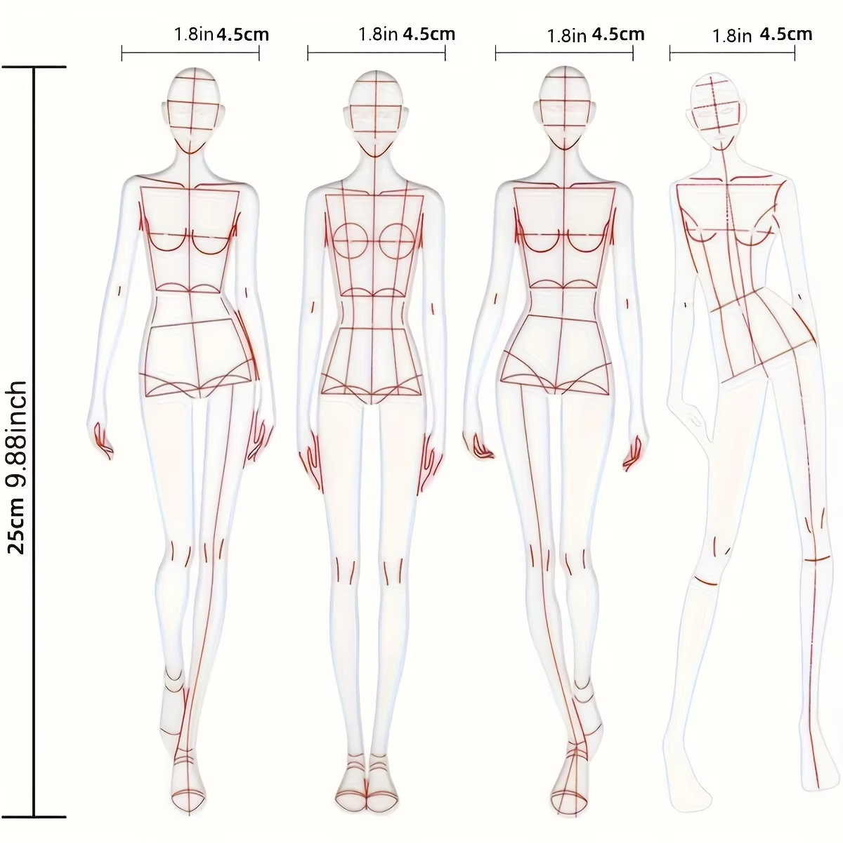 1 Conjunto de Régua de Desenho - Women Fashion Figure Template avaliação e preço