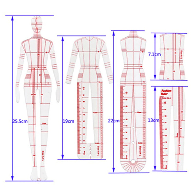 1 Conjunto de Régua de Desenho - Women Fashion Figure Template avaliação e preço
