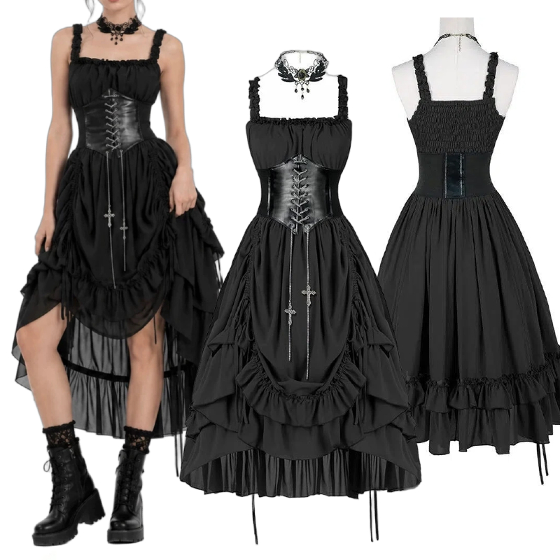 Vestido Gótico Feminino com Co - Corset Top Boned avaliação e preço