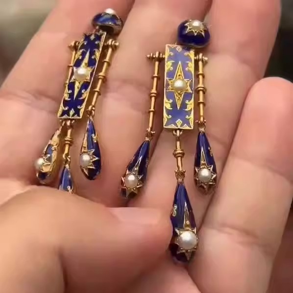 Retro vitoriano era azul esmal - Women'S Fashion Victorian Era avaliação e preço