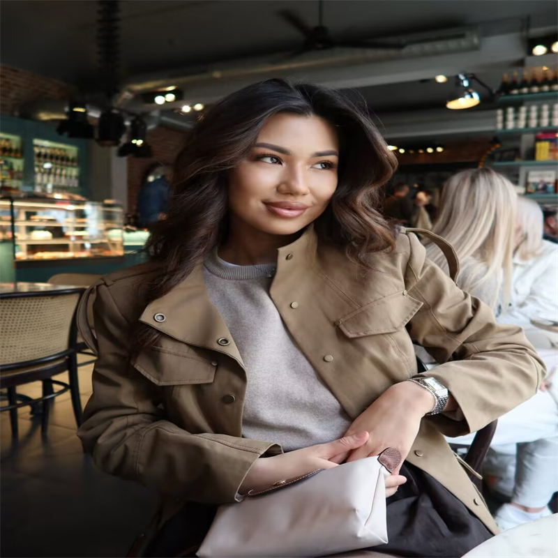 Jaqueta Utilitária Estilo Mili - Women'S Fashion Utility Jacket avaliação e preço